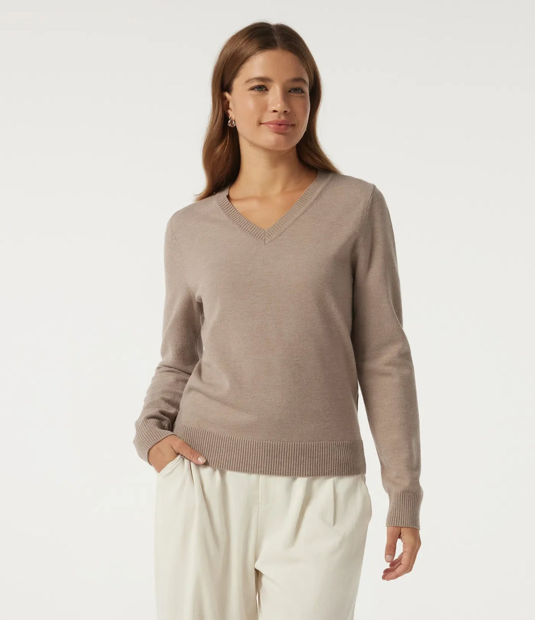 V Neck Long Sleeve Work Jumper