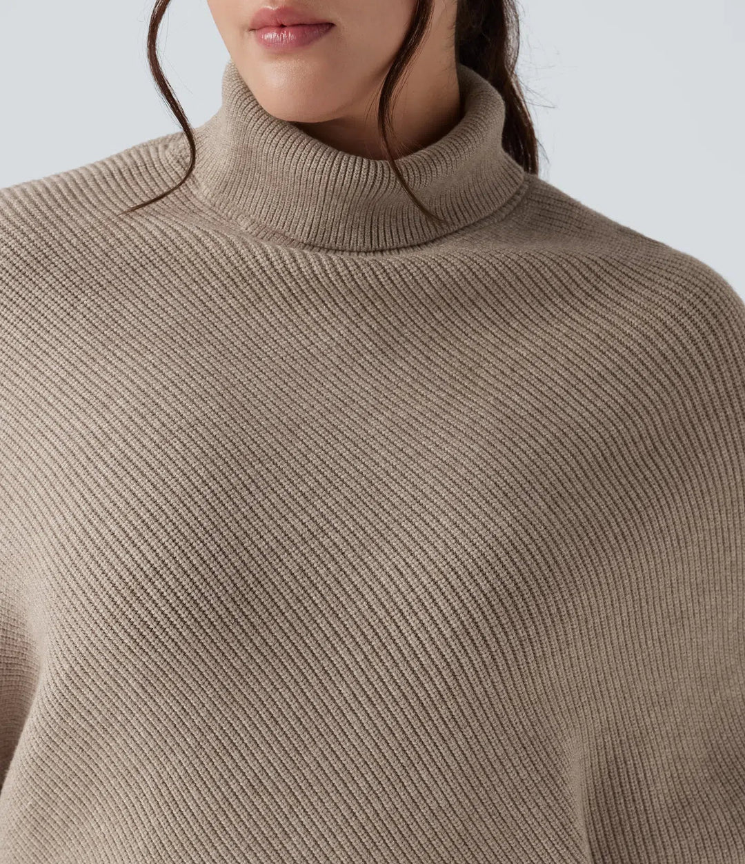 High Neck Long Sleeve Asymmetric Hem Work Plus Size Jumper