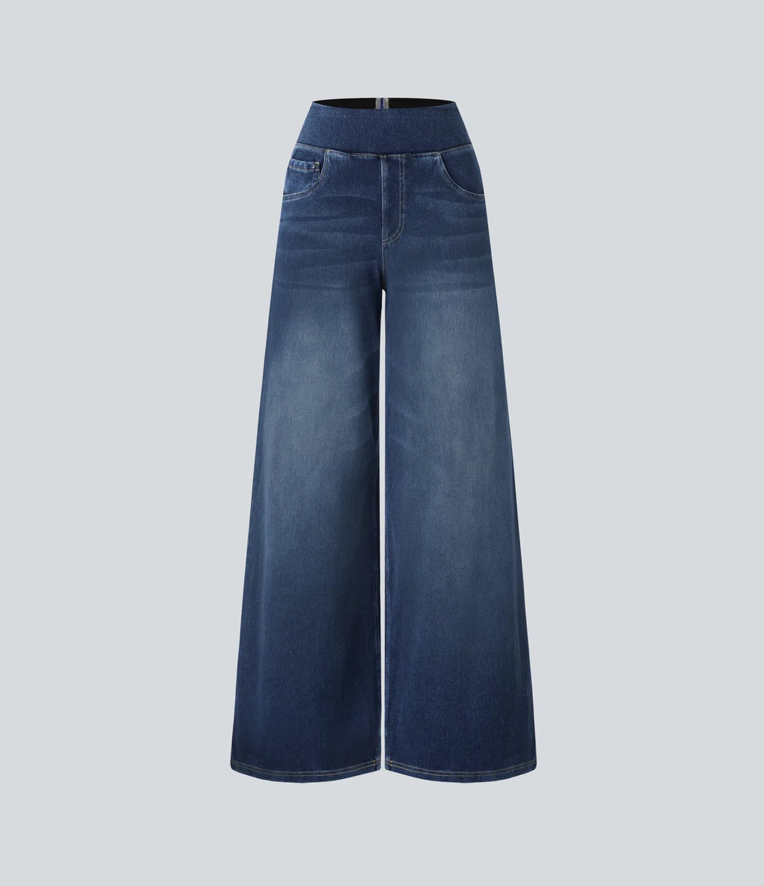 Halara Flex High Waisted Pockets Baggy Wide Leg Washed Casual Jeans
