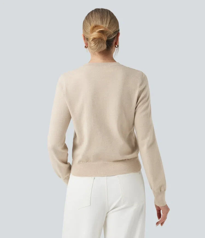 Round Neck Long Sleeve Wool-Blend Work Jumper