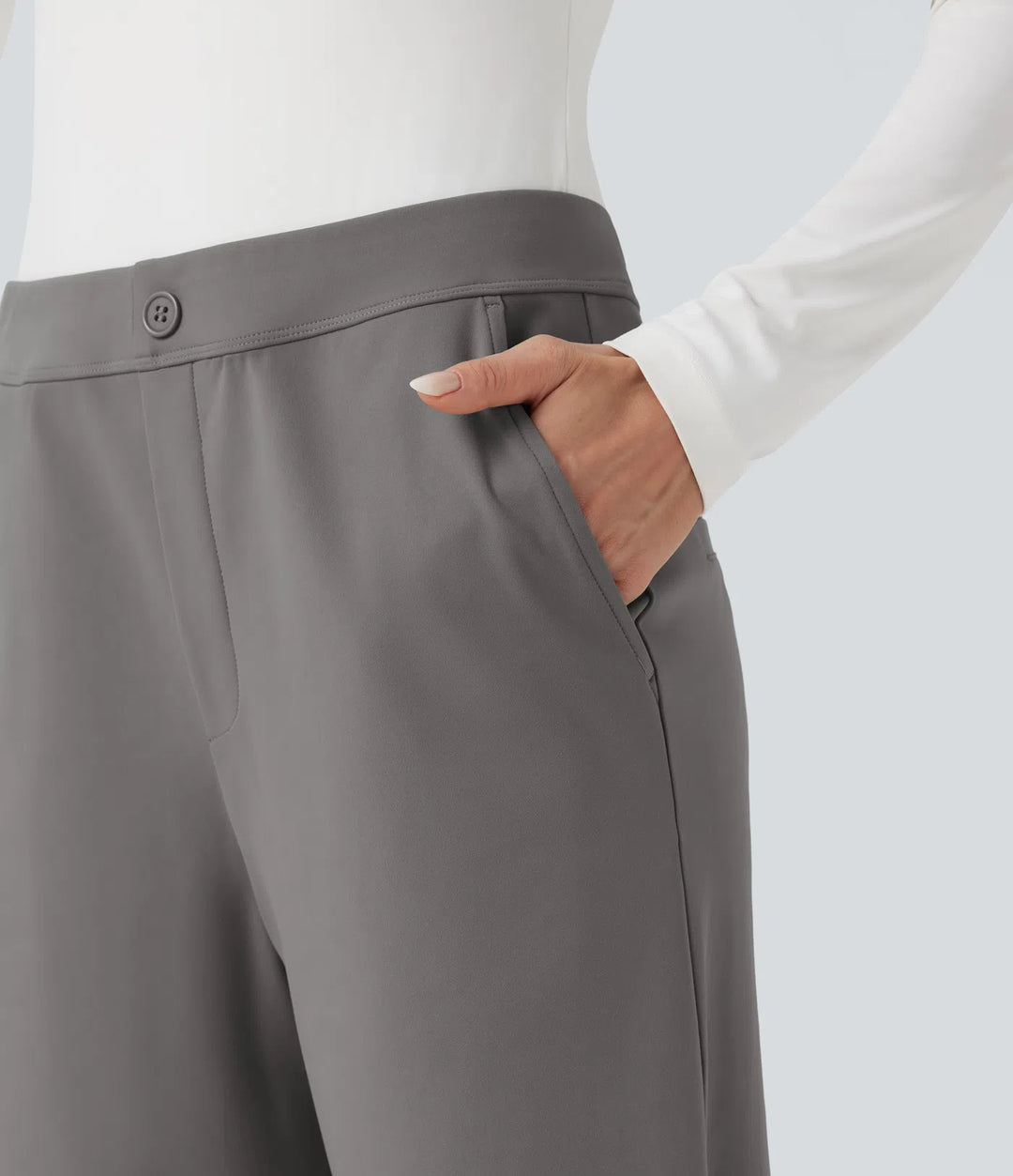 Halara Flex DayStretch Mid Rise Adjustable trouser Width Work Tapered Trousers with Pockets