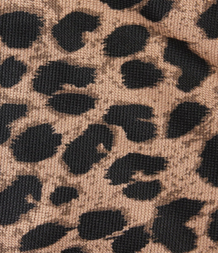 Stand Collar Zipper Long Sleeve Color Block Leopard Print Waffle Casual Jacket with Pockets