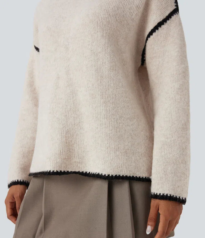 Color Block Relaxed Casual Jumper