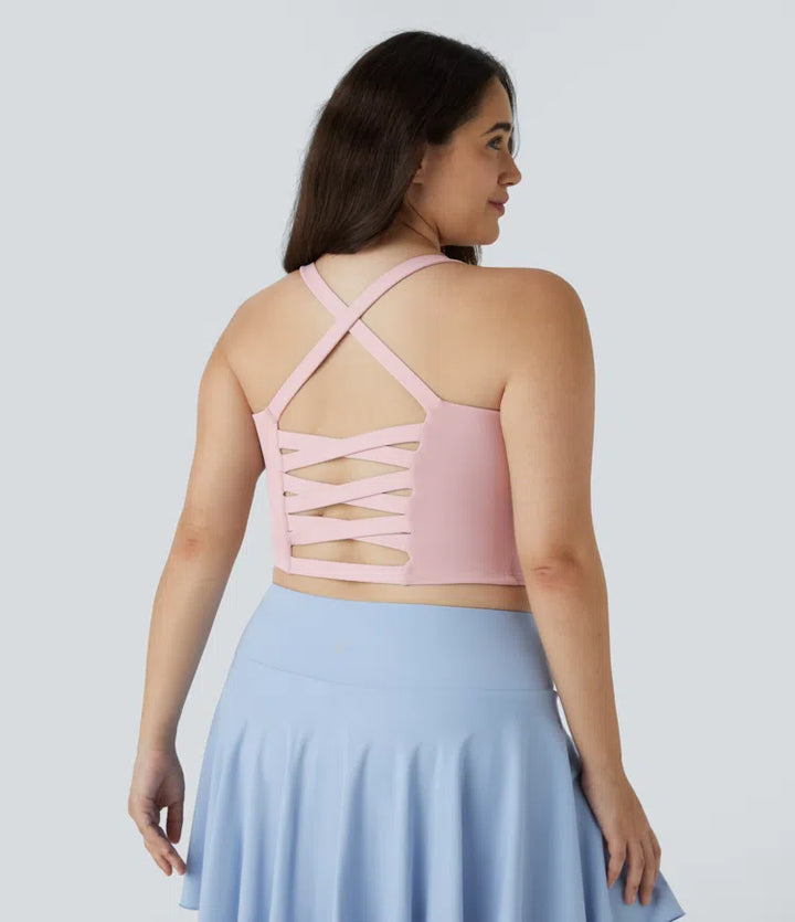 Crisscross Backless Cropped Yoga Plus Size Tank Vest Top