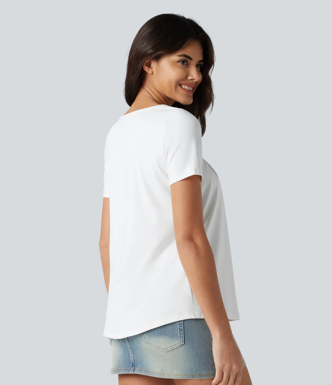 Square Neck Short Sleeve Casual Blouse