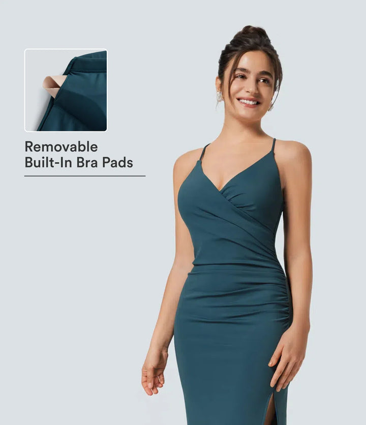 SoftlyZero Airy Crossover Ruched Lace Up Bodycon InstantCool Dress