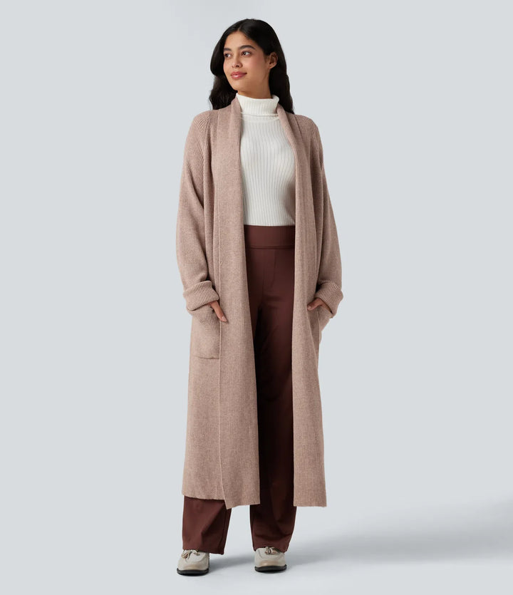 Long Sleeve Work Longline Cardigan with Pockets