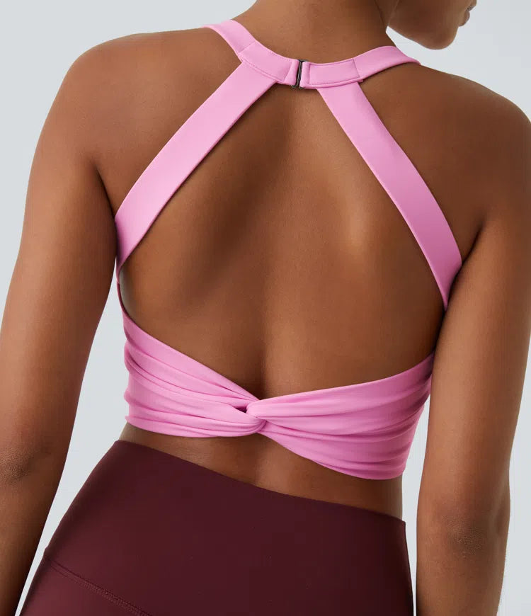SoftlyZero Plush Cut Out Cropped Yoga Tank Vest Top