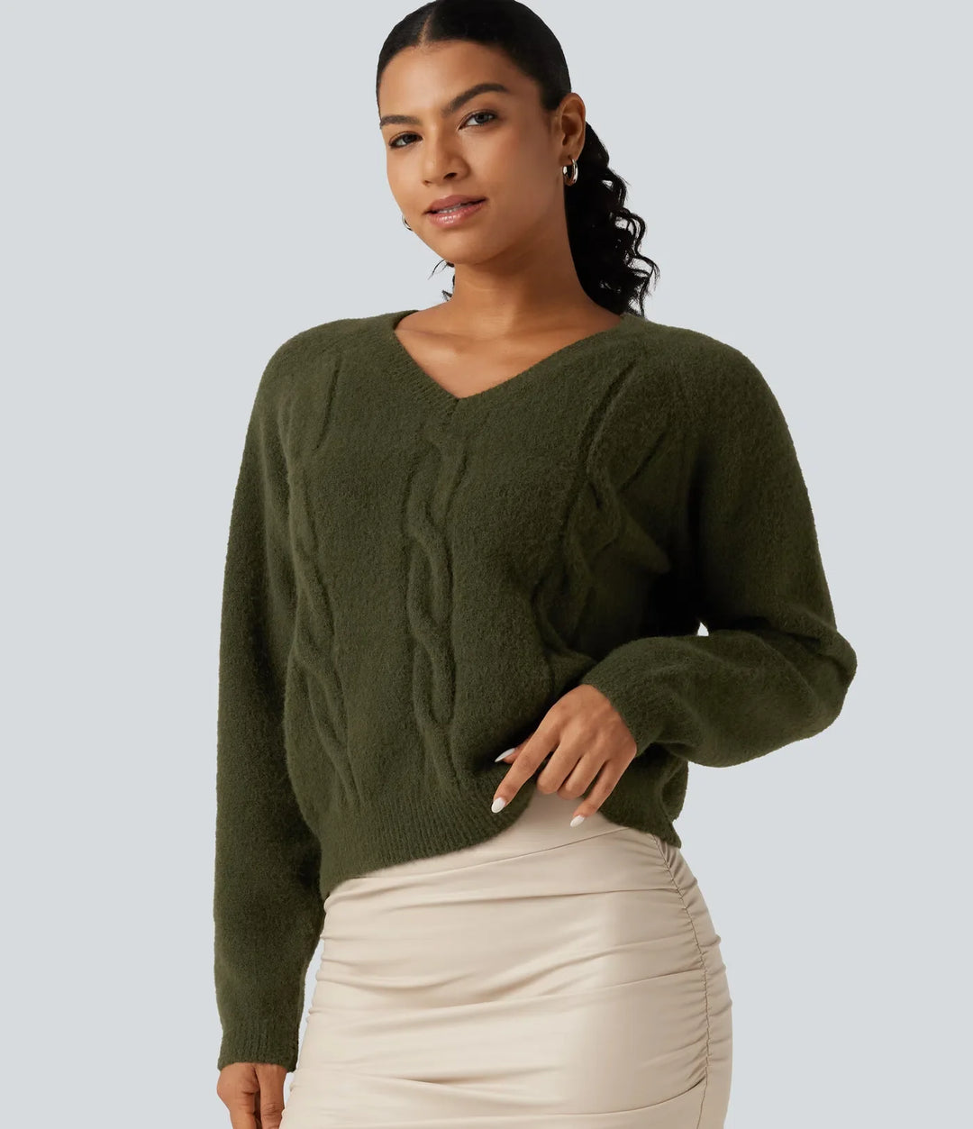 V Neck Raglan Long Sleeve Work Jumper