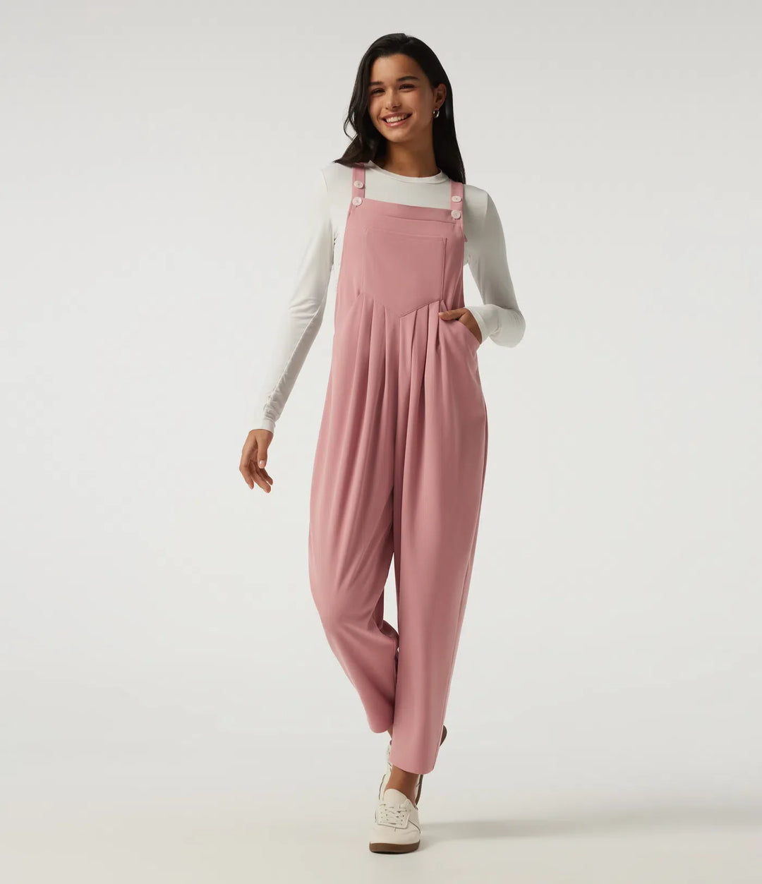 Square Neck Sleeveless Tapered Waffle Casual Overalls with Pockets