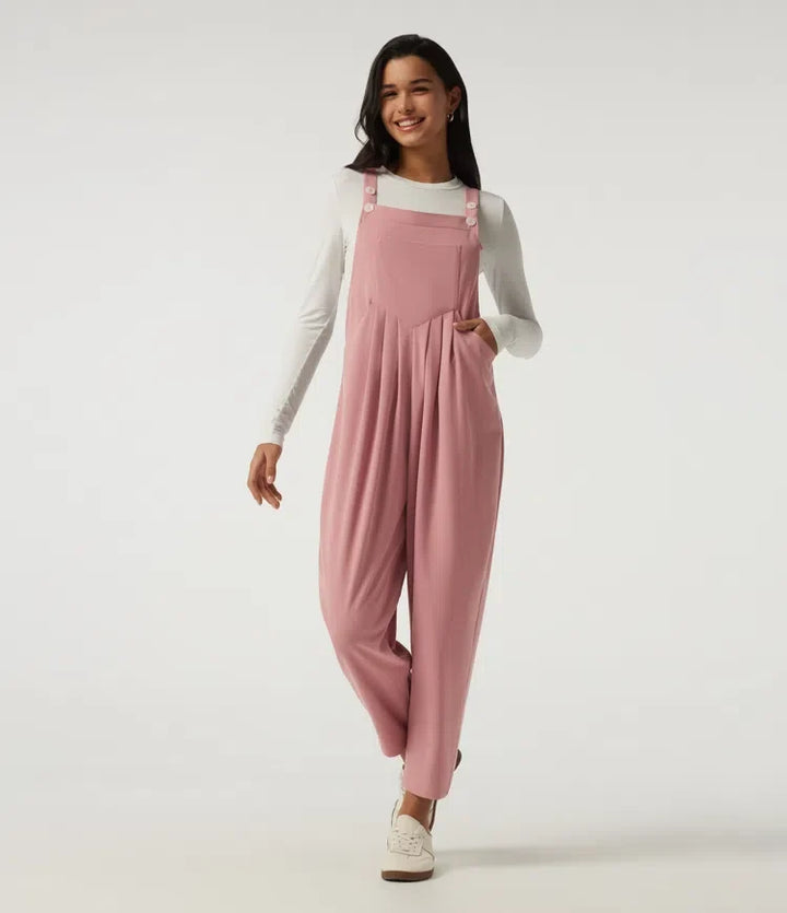 Square Neck Sleeveless Tapered Waffle Casual Overalls with Pockets
