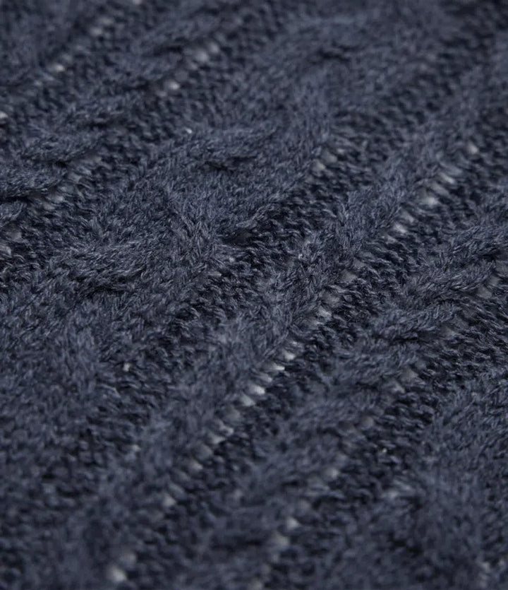 High Neck Long Sleeve Cable Knit Casual Jumper