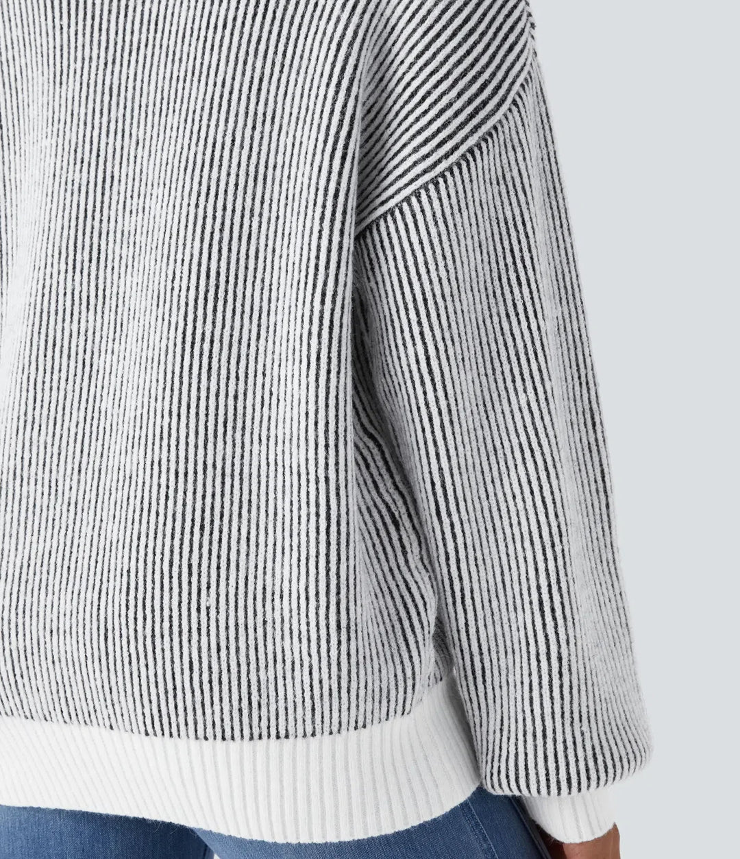 Round Neck Long Sleeve Color Block Stripe Casual Jumper