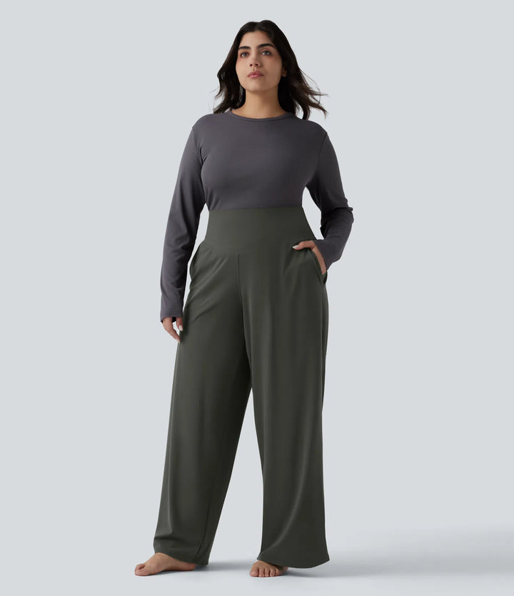 Halara UltraSculpt High Waisted Tummy Control Straight Leg Yoga Plus Size Trousers with Pockets