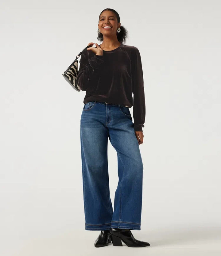 Round Neck Long Sleeve Velvet Casual Sweatshirt