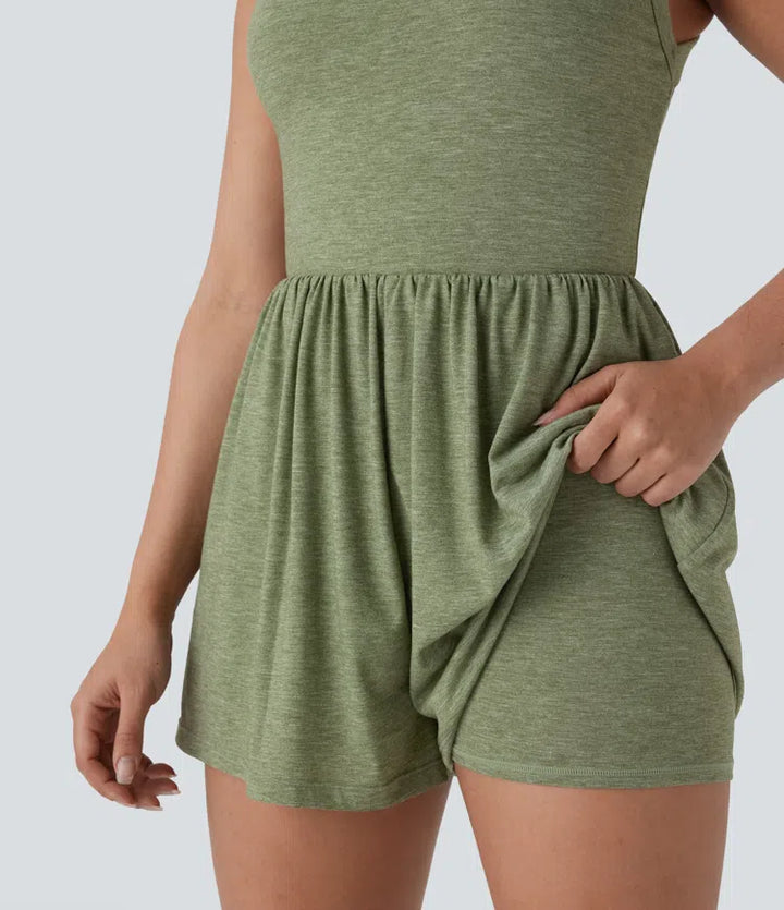 Backless Twisted Side Pocket 2-in-1 Resort Playsuit-Easy Peezy Edition