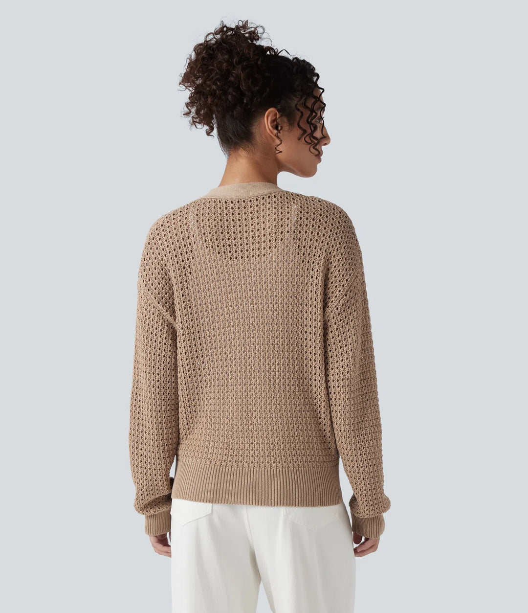 V Neck Long Sleeve Jumper Knit Casual Cardigan