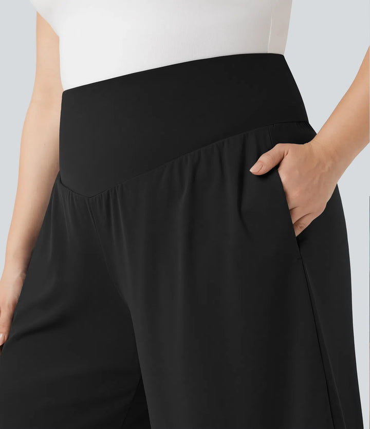 Plus Size SoftlyZero Airy High Waisted InstantCool Yoga Bermuda Shorts with Pockets