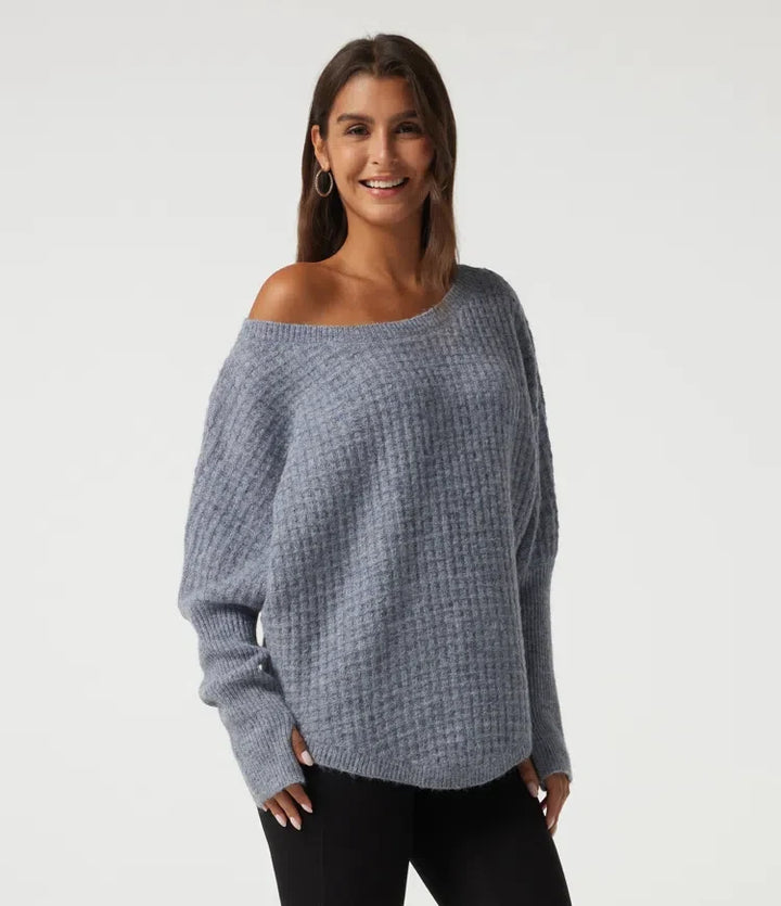 Long Sleeve Curved Hem Casual Jumper with Thumbholes