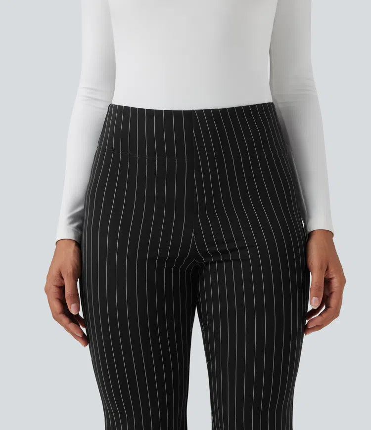 Halara Flex High Waisted Striped Work Flared Trousers with Pockets