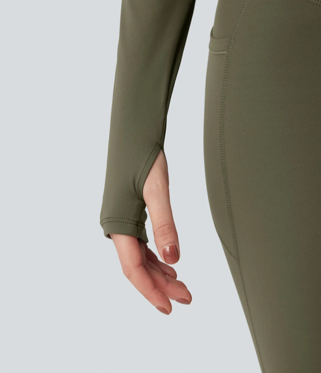 SoftlyZero Plush Stand Collar Long Sleeve Thumb Holes Crossover Back Yoga Jackets