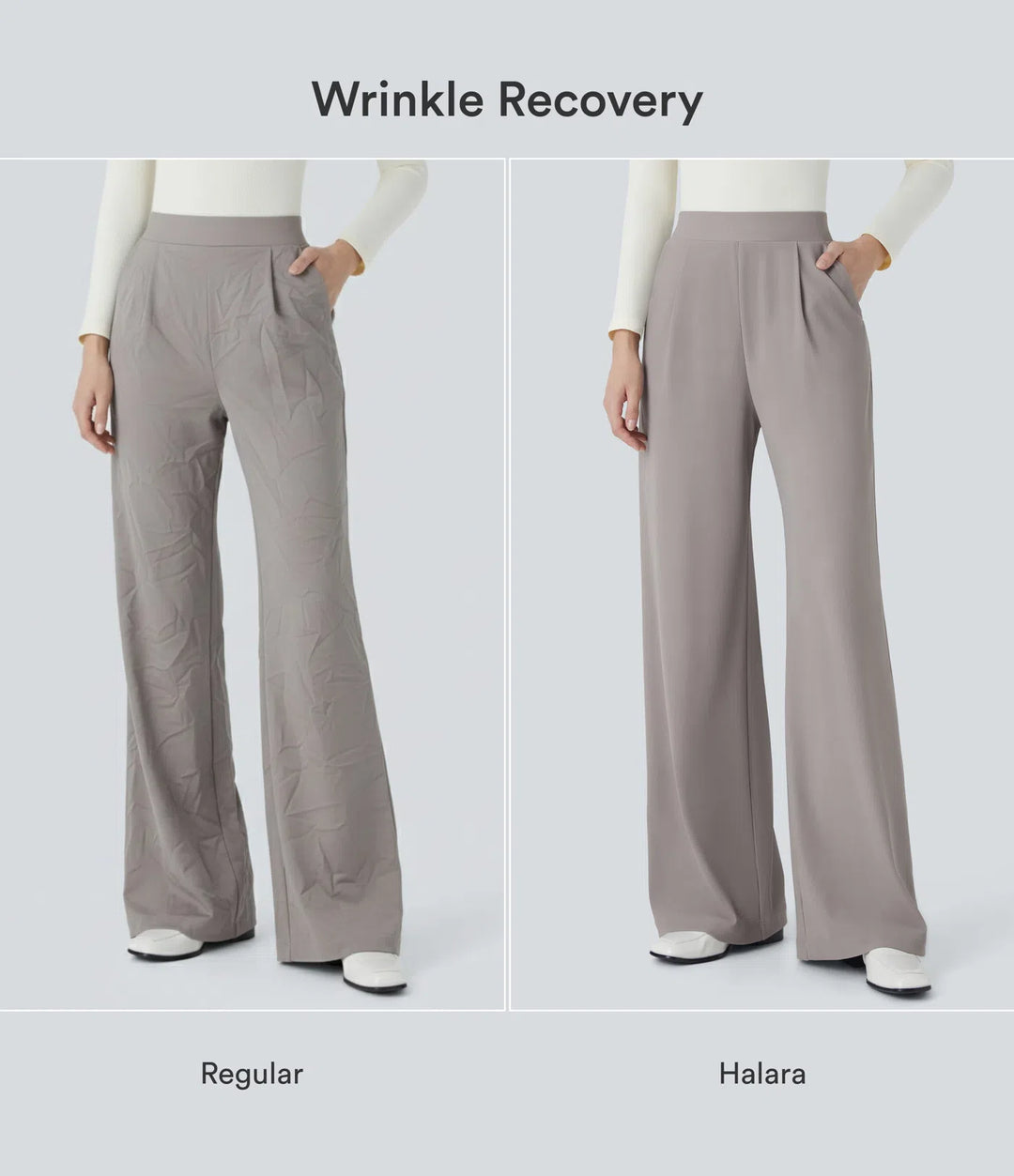 Halara Flex High Waisted Body Sculpt Waist-Slimming Pocket Wide Leg Micro Waffle Work Trousers