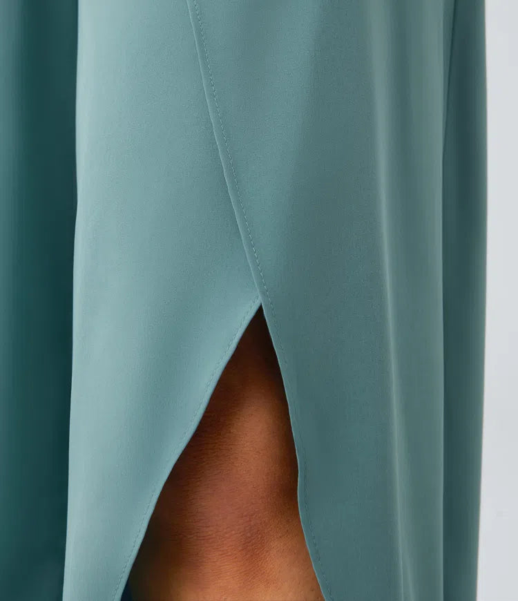 Breezeful High Waisted Back Waistband Pocket Palazzo Flowy Wide Leg Quick Dry Casual Trousers