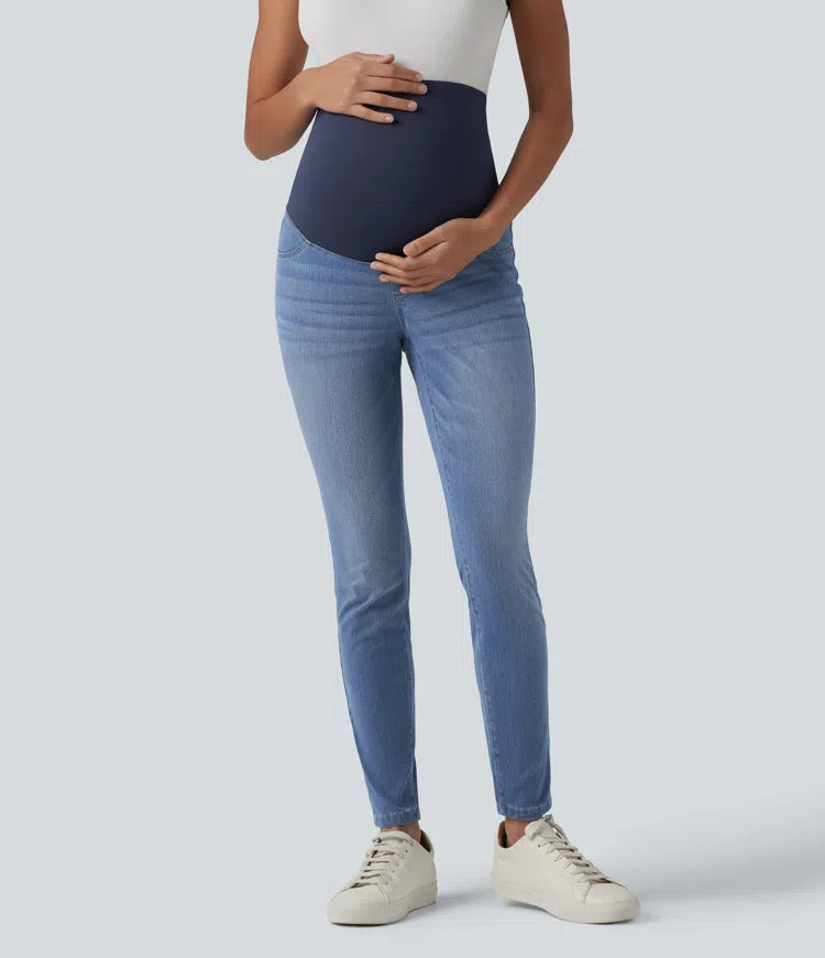 Halara Flex Super High Waisted Skinny 7/8 Casual Maternity Jeans with Pockets