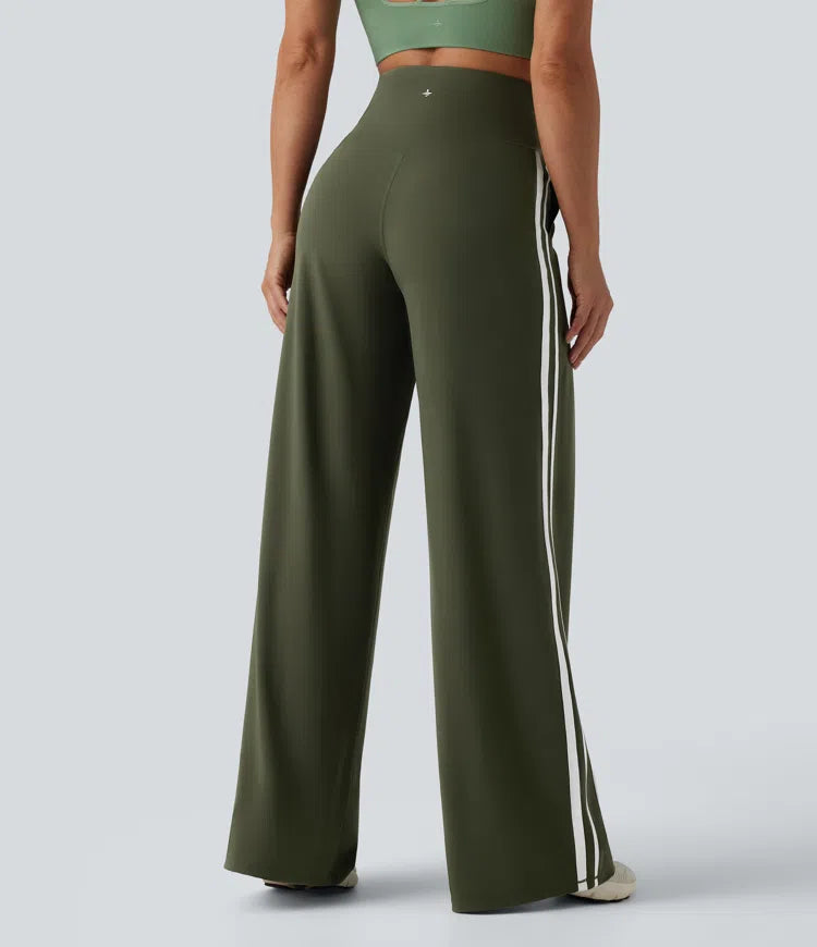 Halara UltraSculpt High Waisted Tummy Control colourBlock Stripes Yoga Baggy Trousers with Pockets