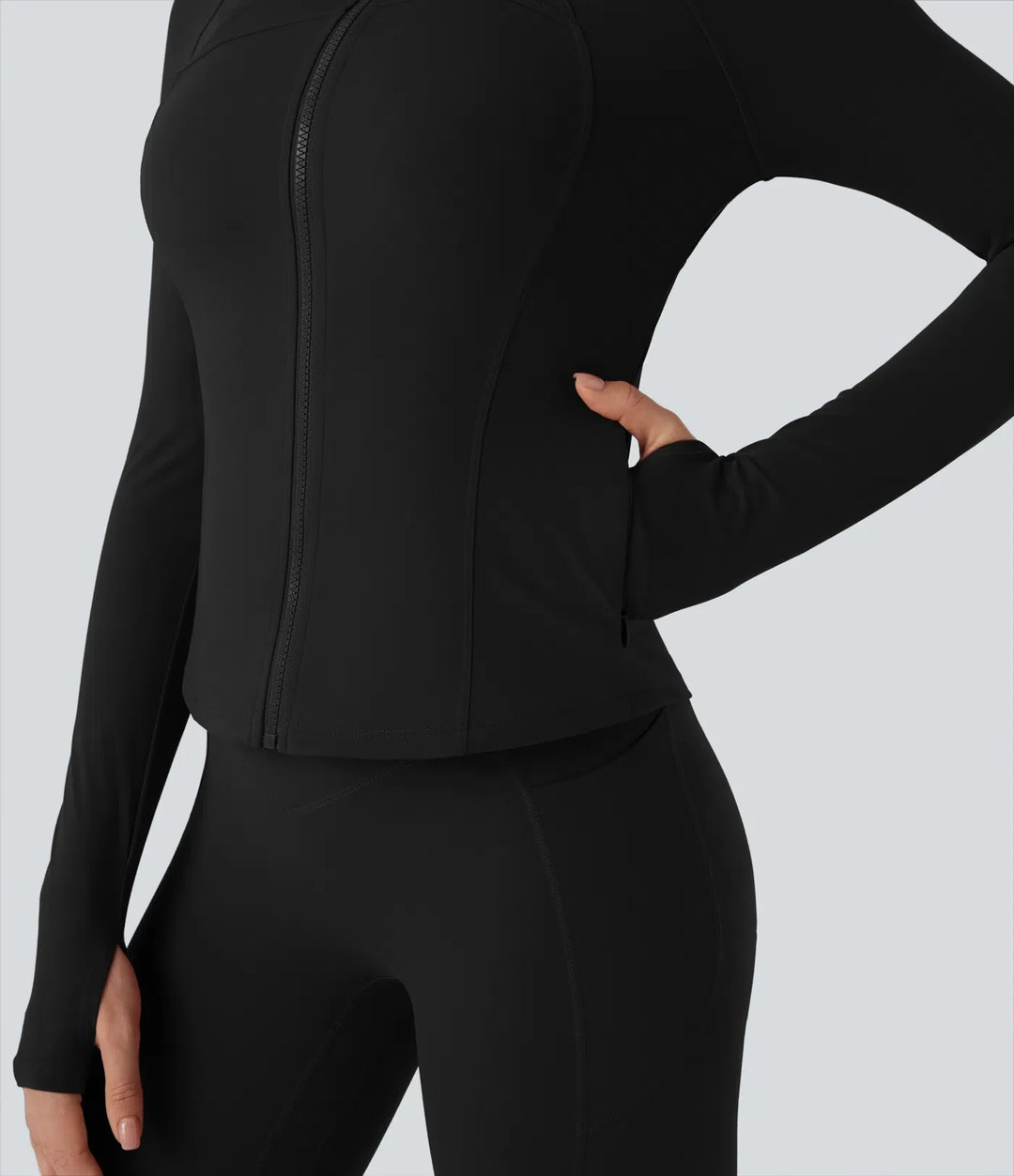 Halara UltraSculpt Stand Collar Long Sleeve Thumb Hole Yoga Curvy Jacket with Pockets
