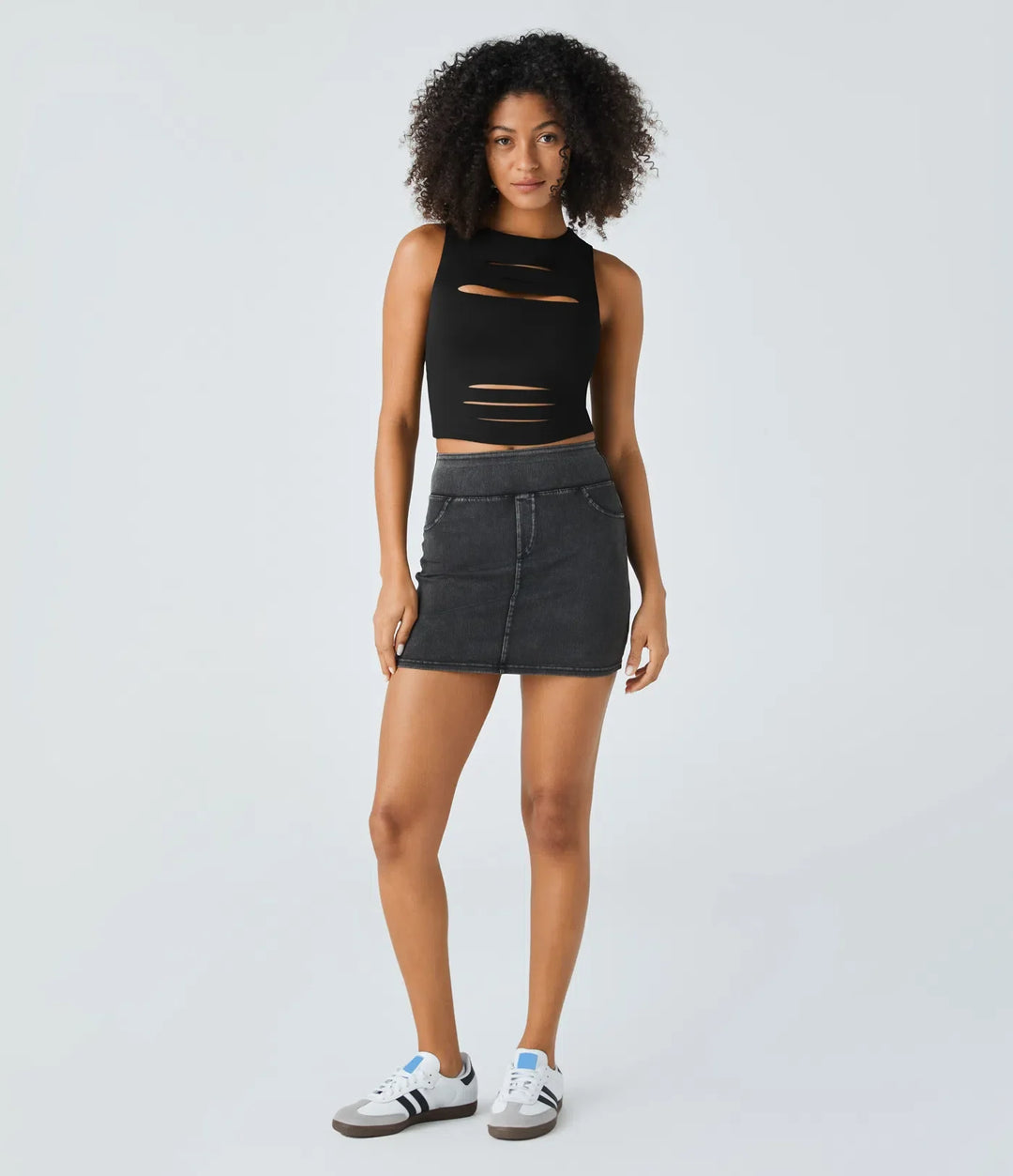 DayStretch Racerback Cut Out Ripped Cropped Casual Tank Top
