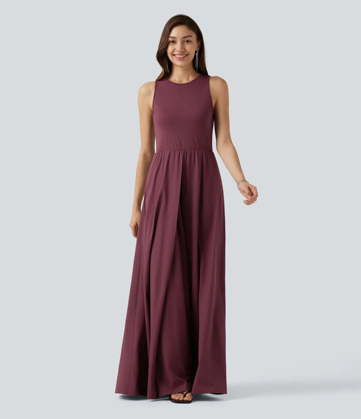 Breezeful Sleeveless Quick Dry Jumpsuit with Pockets-Easy Peezy Edition