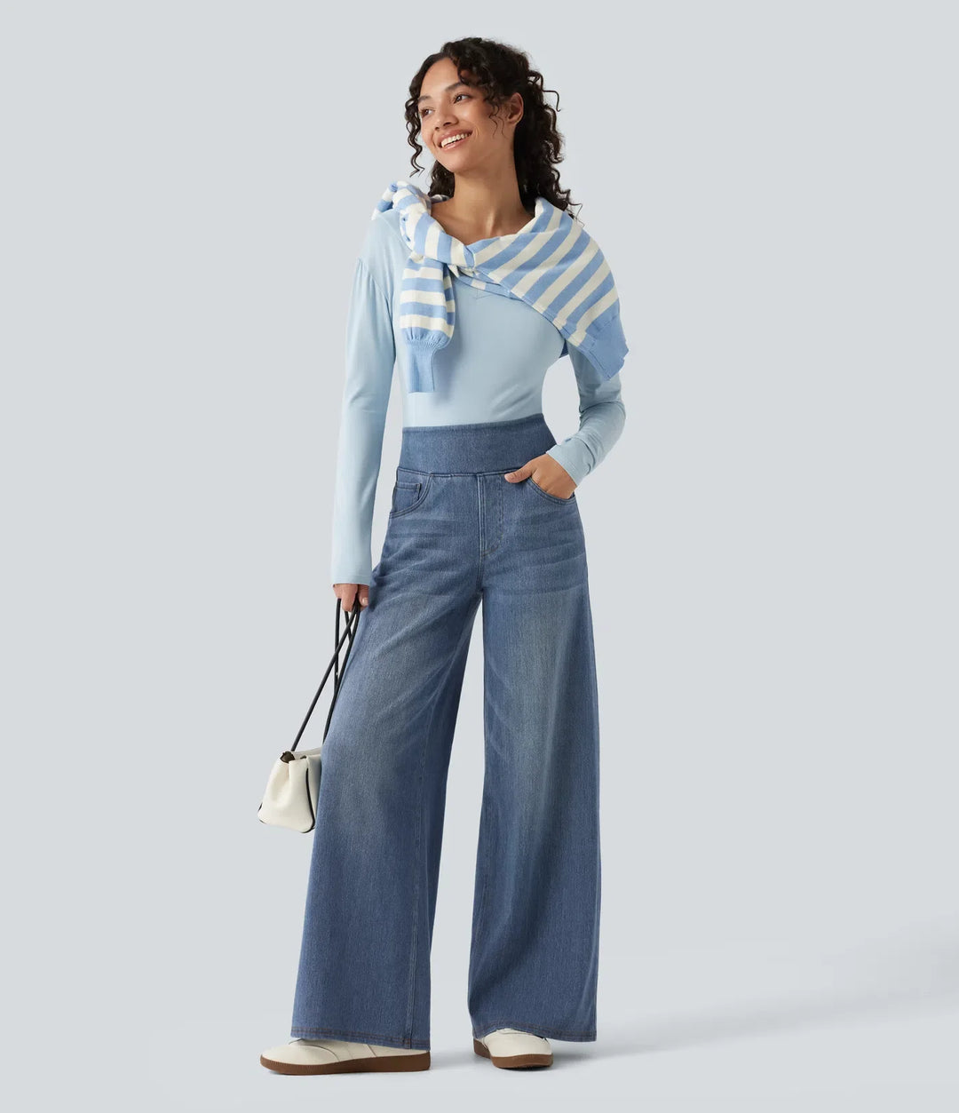 Halara Flex Denim Heat High Waisted Wide Leg Casual Jeans with Pockets