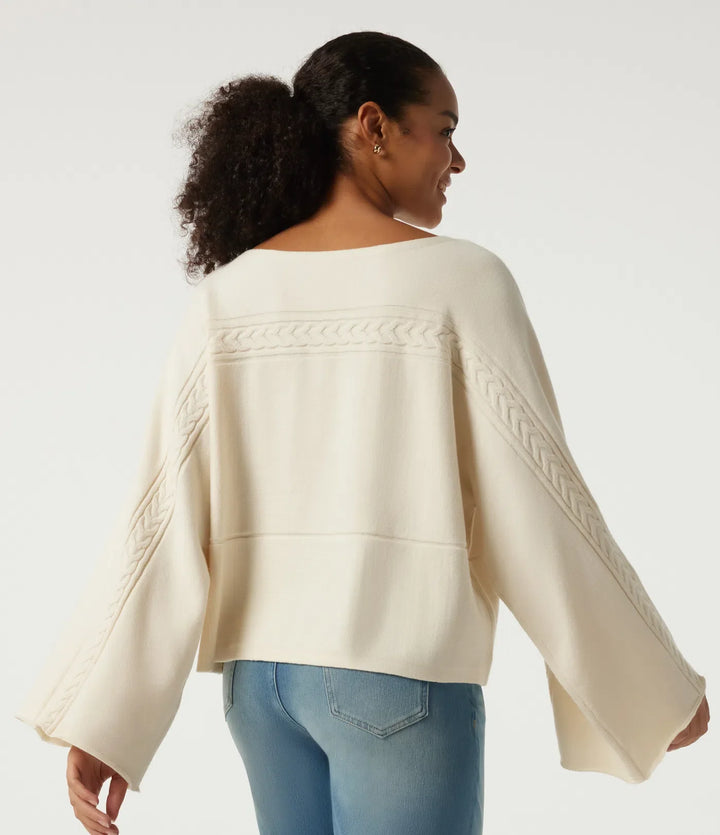 Boat Neck Long Bell Long Sleeve Casual Jumper