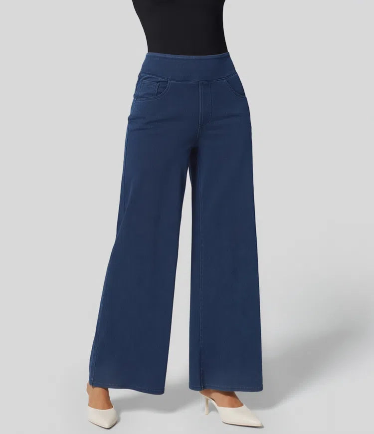 Halara Flex High Waisted Pockets Wide Leg Loose Work Jeans