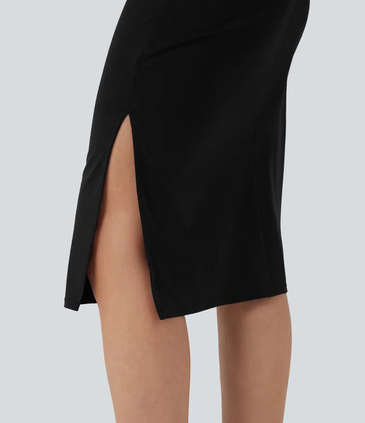 Short Sleeve Ruched Bodycon Midi Work Dress