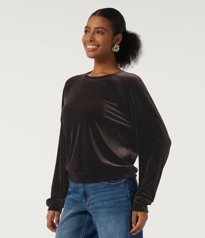 Round Neck Long Sleeve Velvet Casual Sweatshirt