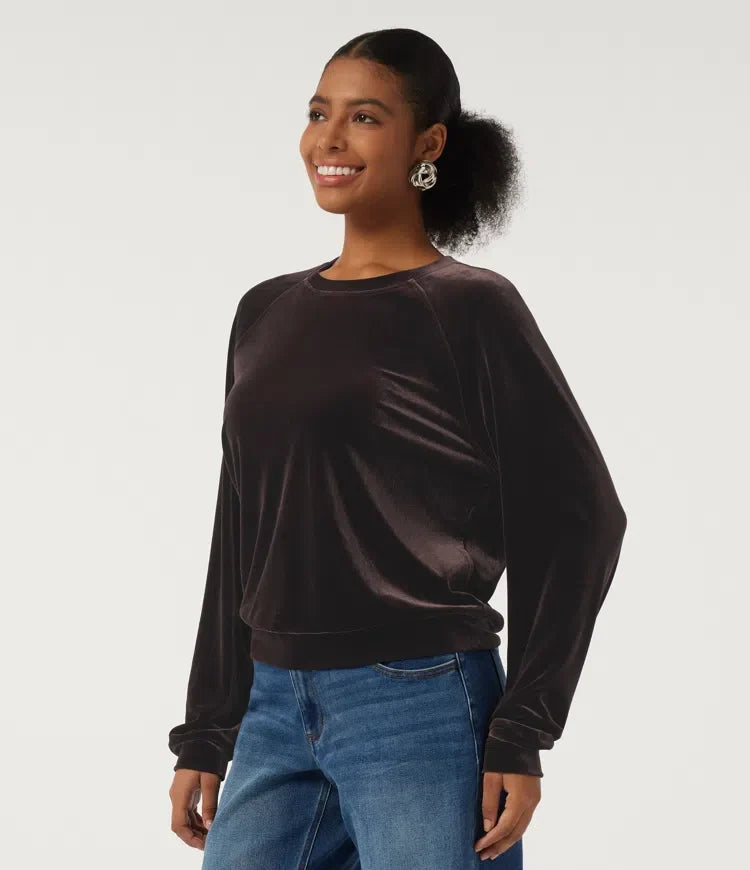 Round Neck Long Sleeve Velvet Casual Sweatshirt