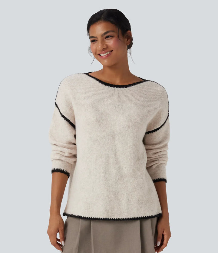 Color Block Relaxed Casual Jumper