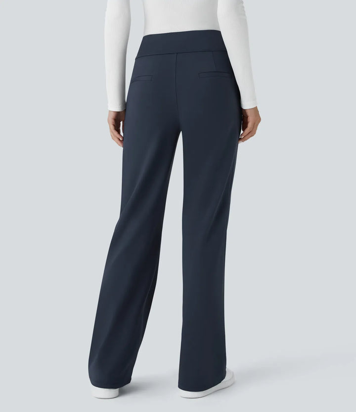 Halara Flex DayStretch Mid Rise Side Zipper Pocket Work Flare Trousers