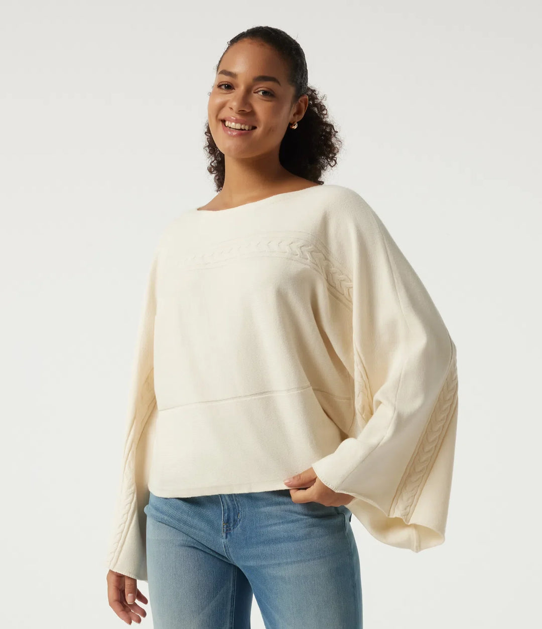 Boat Neck Long Bell Long Sleeve Casual Jumper