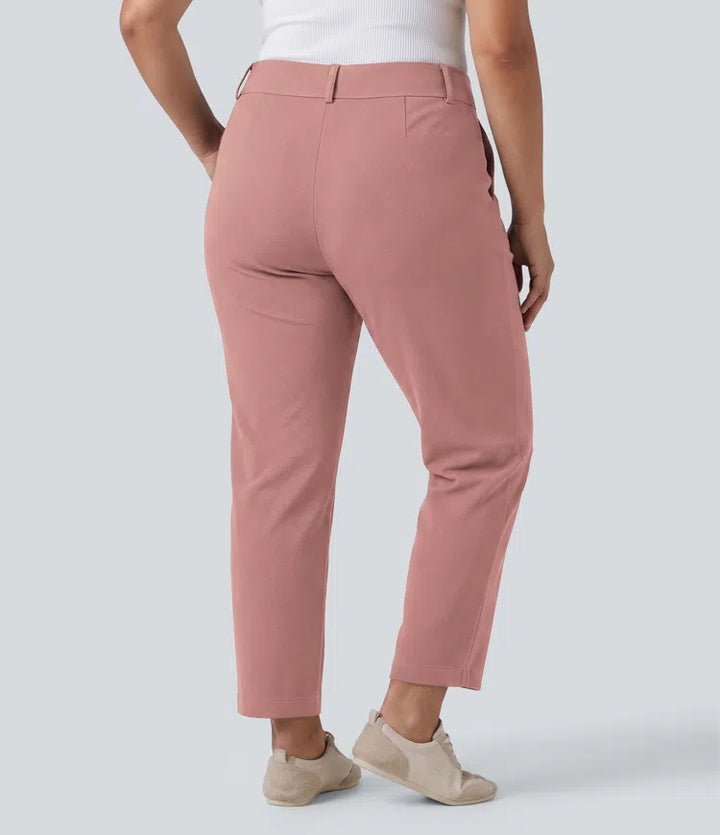 Plus Size Halara Flex High Waisted Tapered Waffle Work Trousers with Pockets