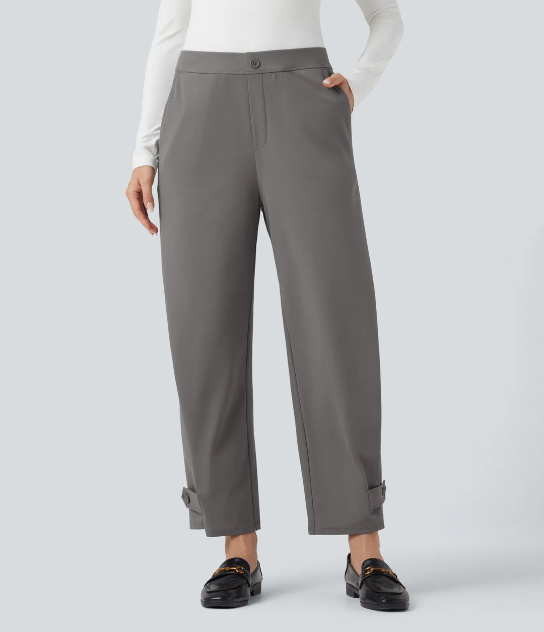 Halara Flex DayStretch Mid Rise Adjustable trouser Width Work Tapered Trousers with Pockets