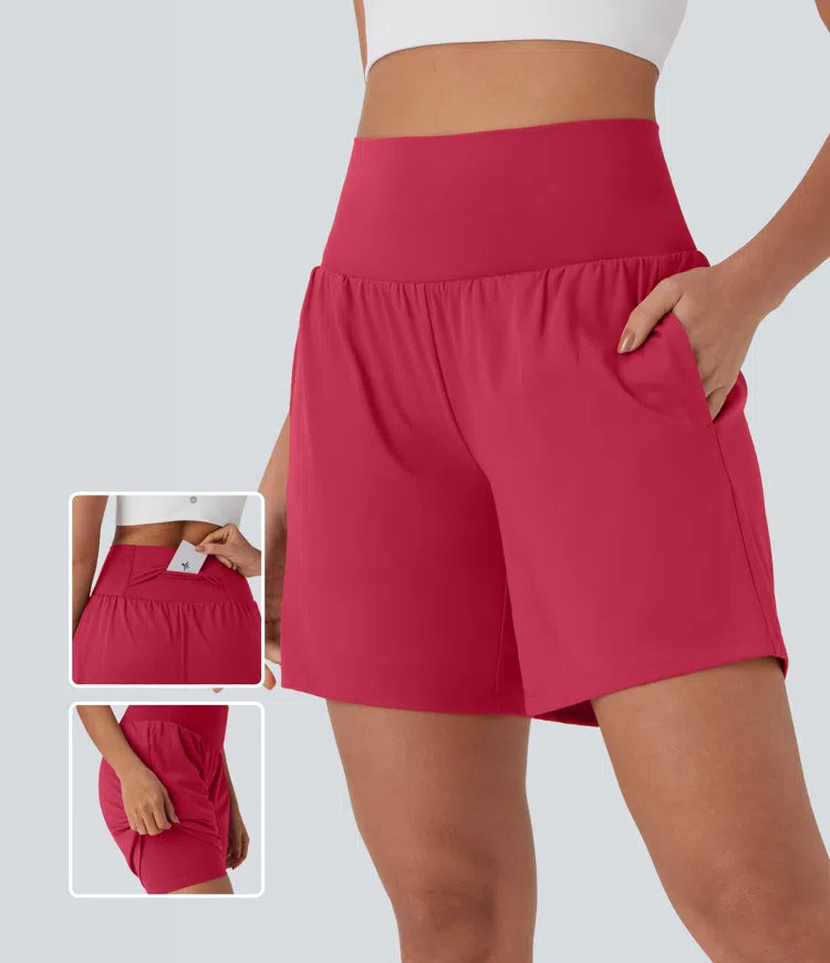SoftlyZero Airy Super High Waisted 2-in-1 InstantCool Yoga Shorts 7" with Pockets