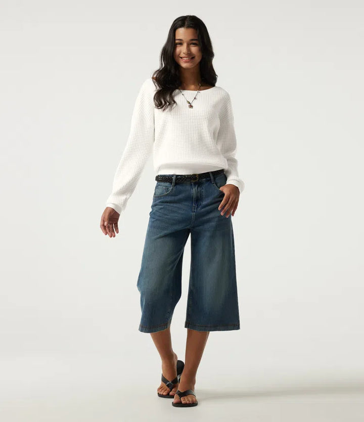 Long Sleeve Waffle Casual Jumper