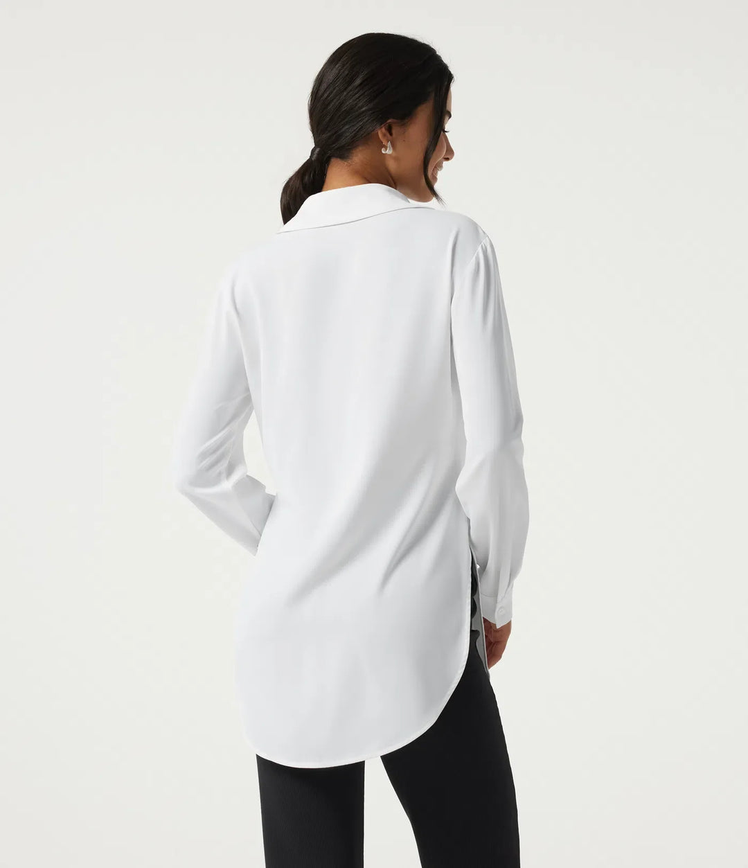 Wrinkle Recovery Long Sleeve Curved Hem Work Shirt