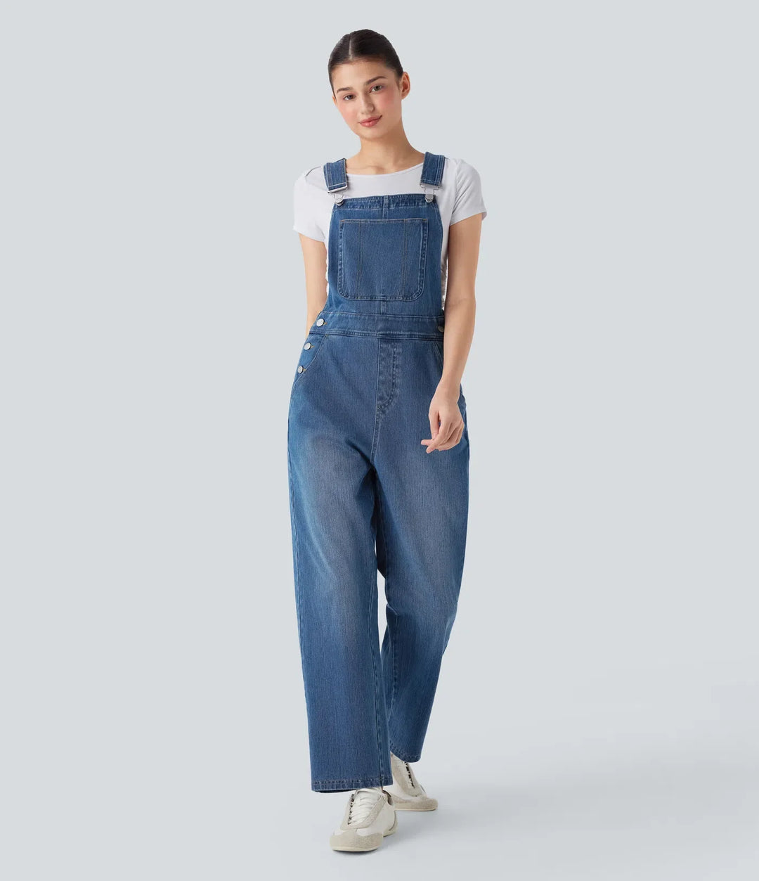Halara Flex Straight Leg Denim Casual Overalls with Pockets