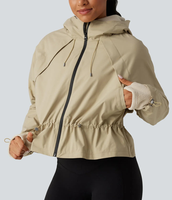 Hooded Long Sleeve 2-Piece Hiking Windbreaker Jacket with Pockets