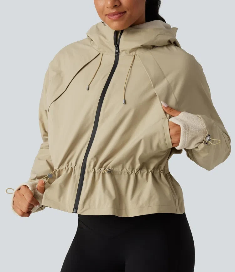 Hooded Long Sleeve 2-Piece Hiking Windbreaker Jacket with Pockets