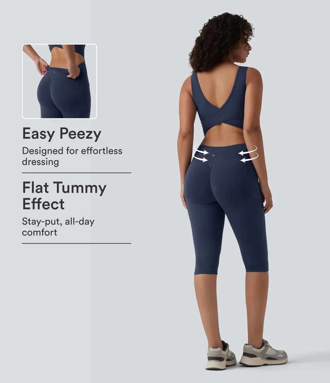 Halara UltraSculpt V Neck Tummy Control Butt Lifting Workout Jumpsuit with Pockets-Easy Peezy Edition